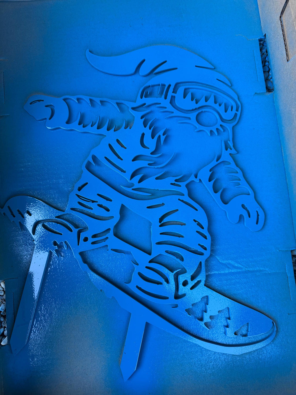 Metal Snowboarding Gnome Yard Art - Cabin Decor