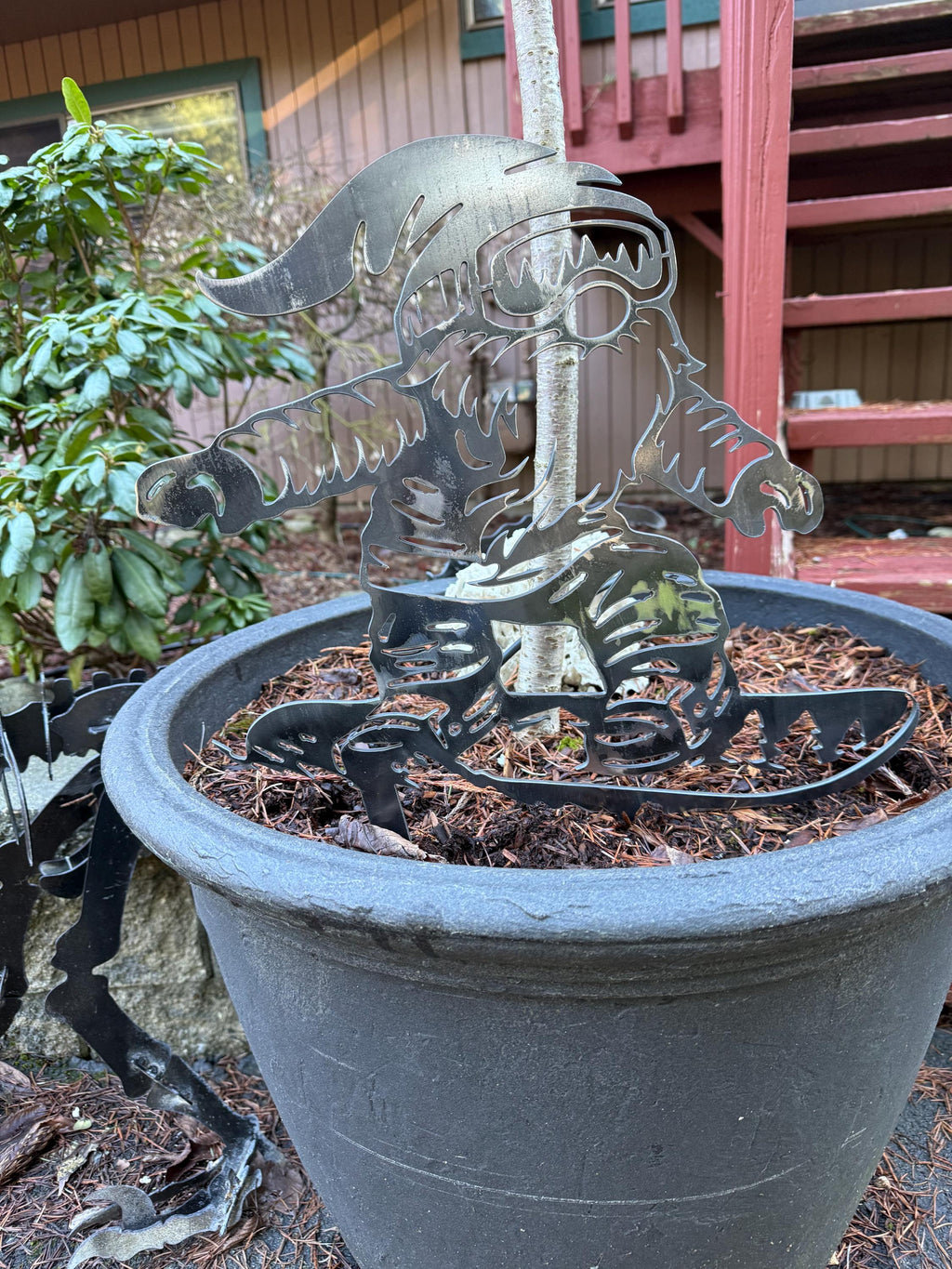 Metal Snowboarding Gnome Yard Art - Cabin Decor