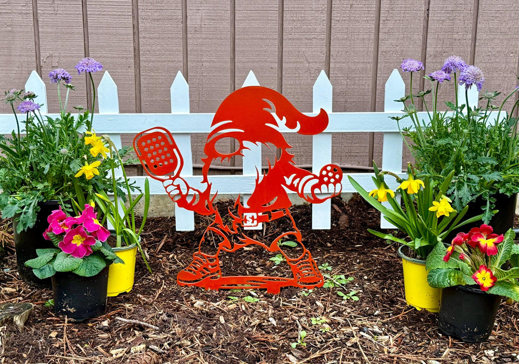 Metal Pickleball Gnome Yard Art