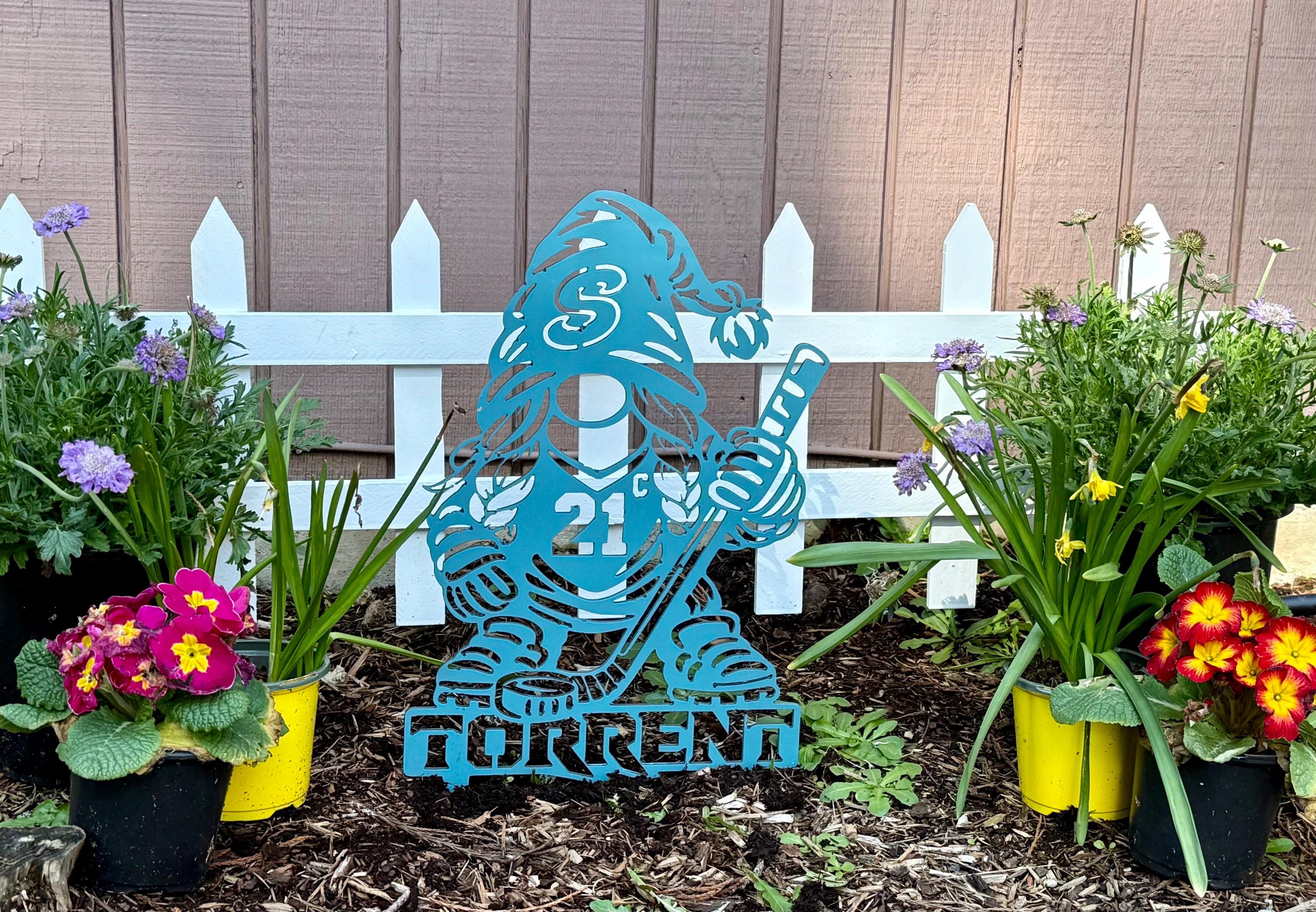 Torrent Gnome Garden Stake – Seattle Hockey Fan Yard Art, 10 Gauge Steel PNW Decor