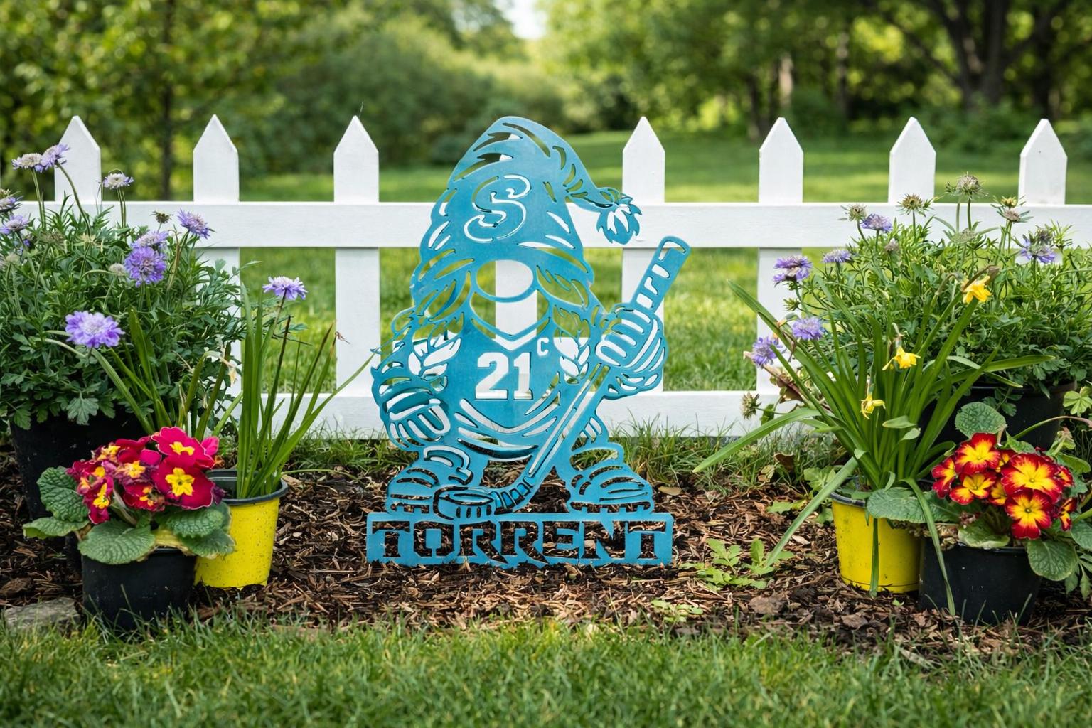 Torrent Gnome Garden Stake – Seattle Hockey Fan Yard Art, 10 Gauge Steel PNW Decor