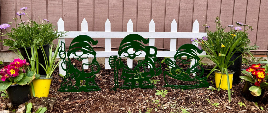 3 Camping Metal Garden Gnomes
