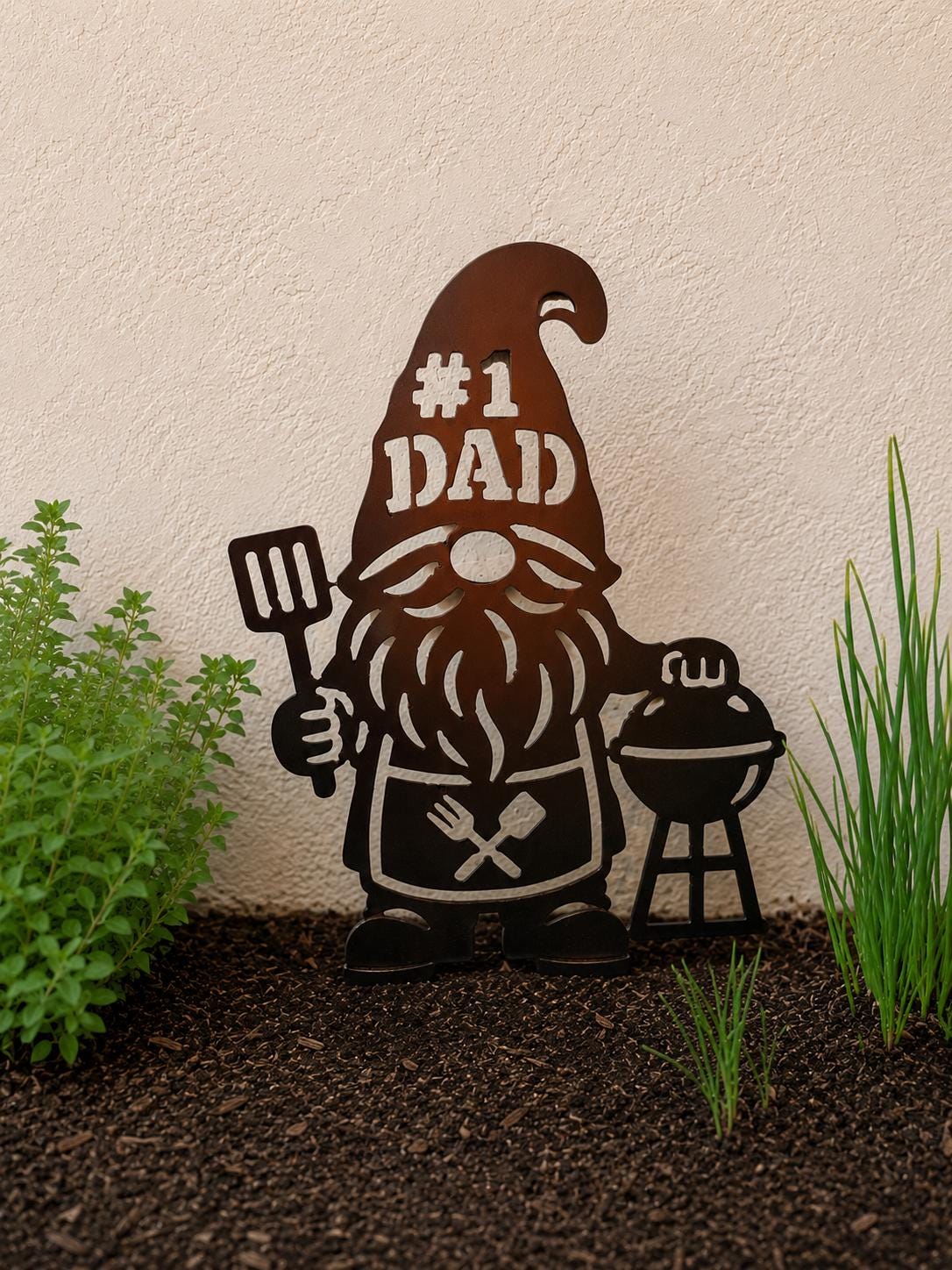 BBQ Dad Gnome – Metal Garden Stake – 10 Gauge Steel