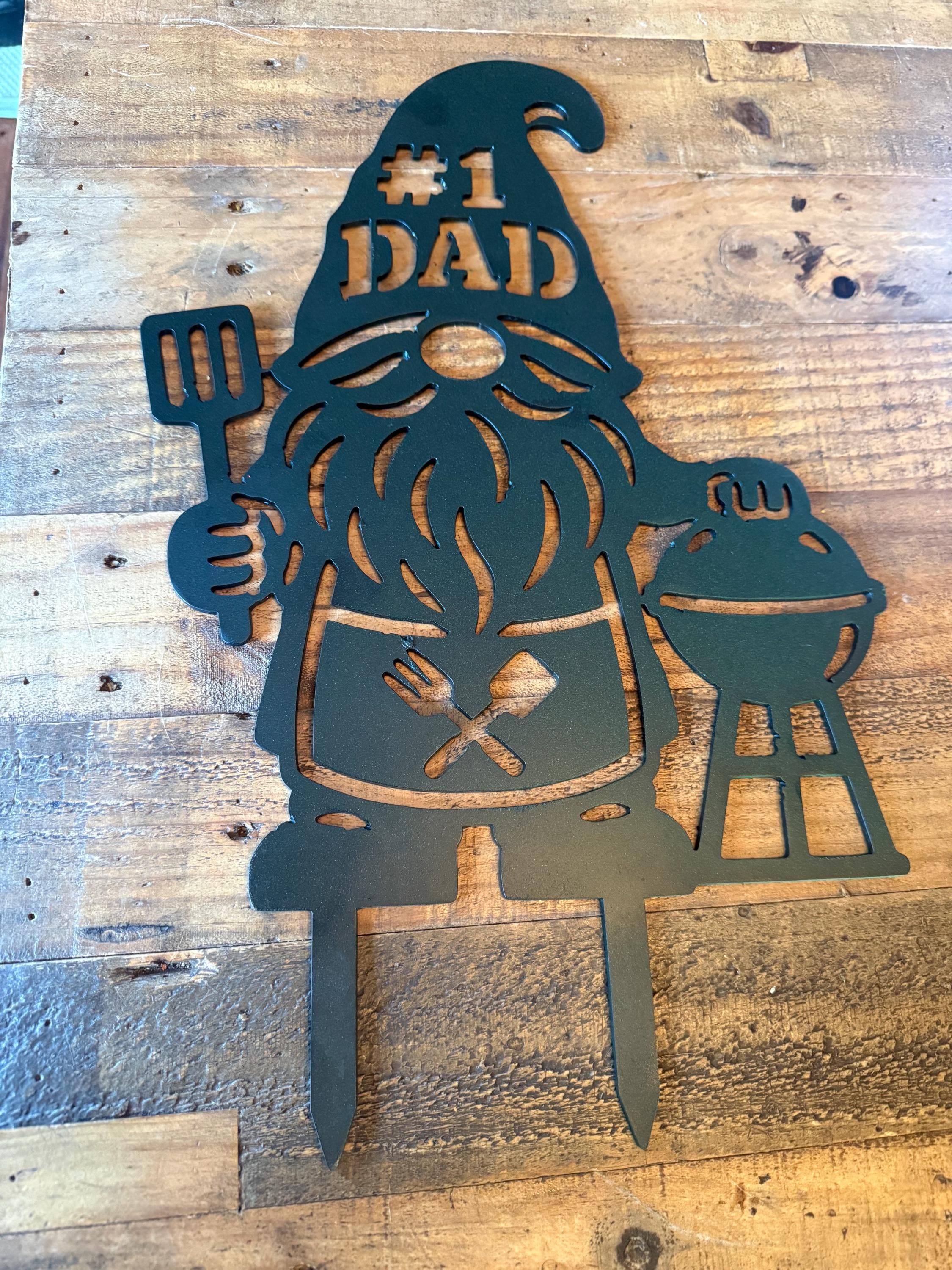 BBQ Dad Gnome – Metal Garden Stake – 10 Gauge Steel